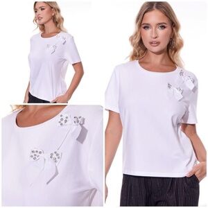 Elegant White Bow-Embellished Women's Top
